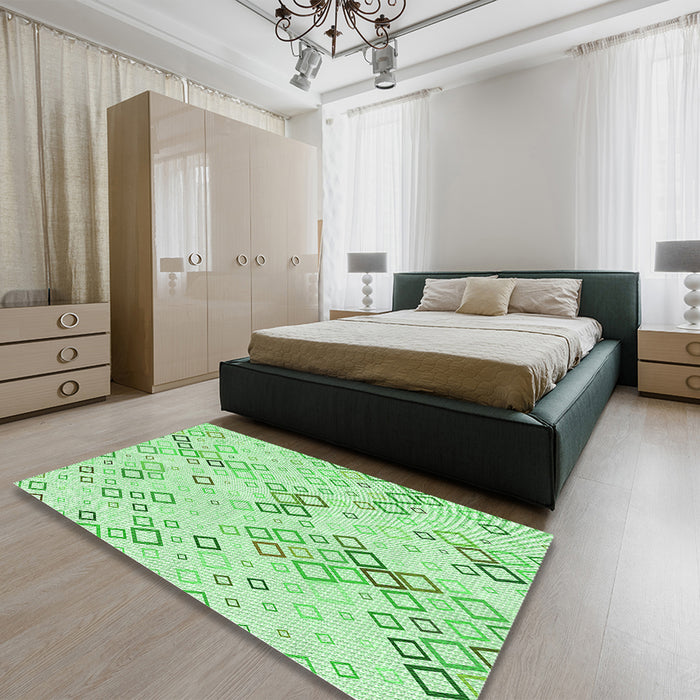 Patterned Light Green Rug in a Bedroom, pat3372grn