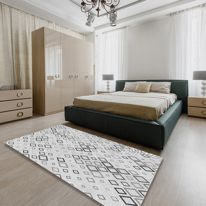 Patterned Platinum Gray Rug in a Bedroom, pat3372gry