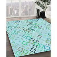 Patterned Light Aquamarine Green Rug, pat3372lblu