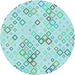 Square Patterned Light Aquamarine Green Rug, pat3372lblu