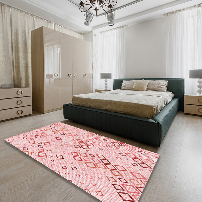 Patterned Light Rose Pink Rug in a Bedroom, pat3372rd