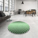 Round Patterned Medium Forest Green Rug in a Office, pat3373grn