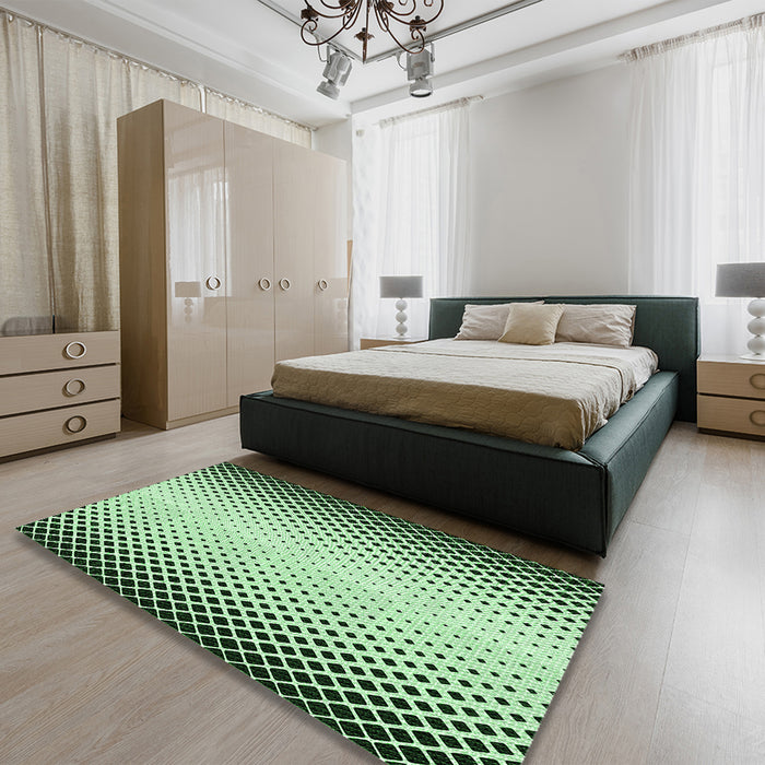 Patterned Medium Forest Green Rug in a Bedroom, pat3373grn