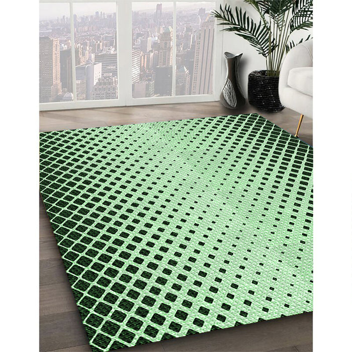 Patterned Medium Forest Green Rug in Family Room, pat3373grn