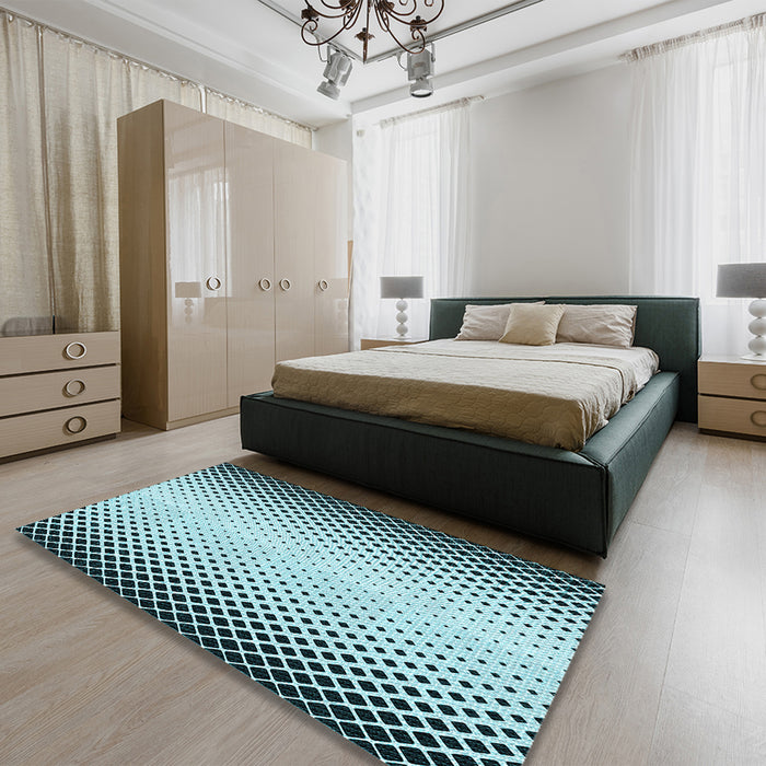 Patterned Blue Rug in a Bedroom, pat3373lblu