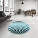 Round Patterned Blue Rug in a Office, pat3373lblu