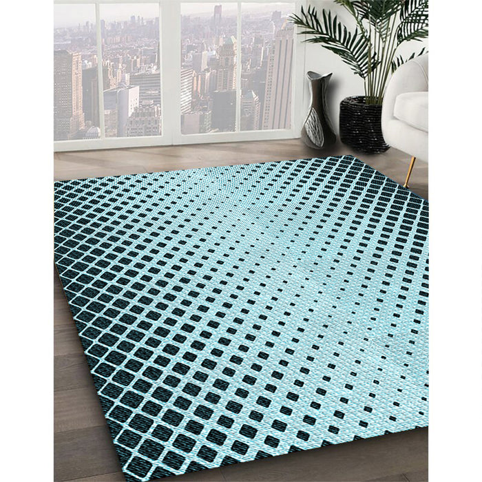 Patterned Blue Rug in Family Room, pat3373lblu