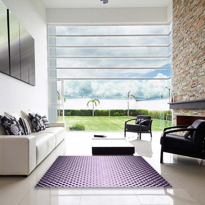 Square Patterned Purple Rug in a Living Room, pat3373pur