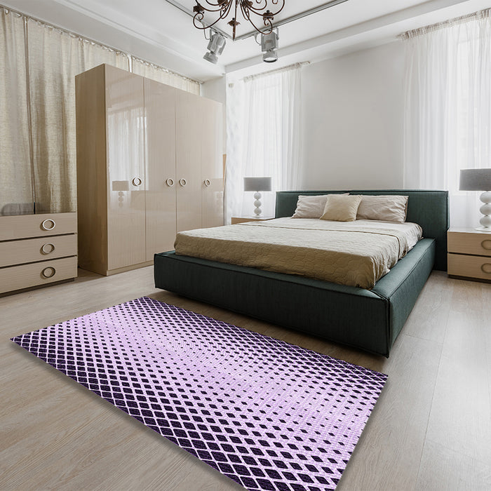 Round Machine Washable Transitional Purple Rug in a Office, wshpat3373pur