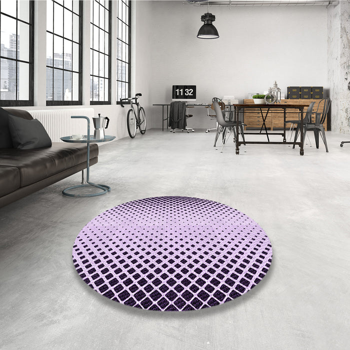 Round Patterned Purple Rug in a Office, pat3373pur