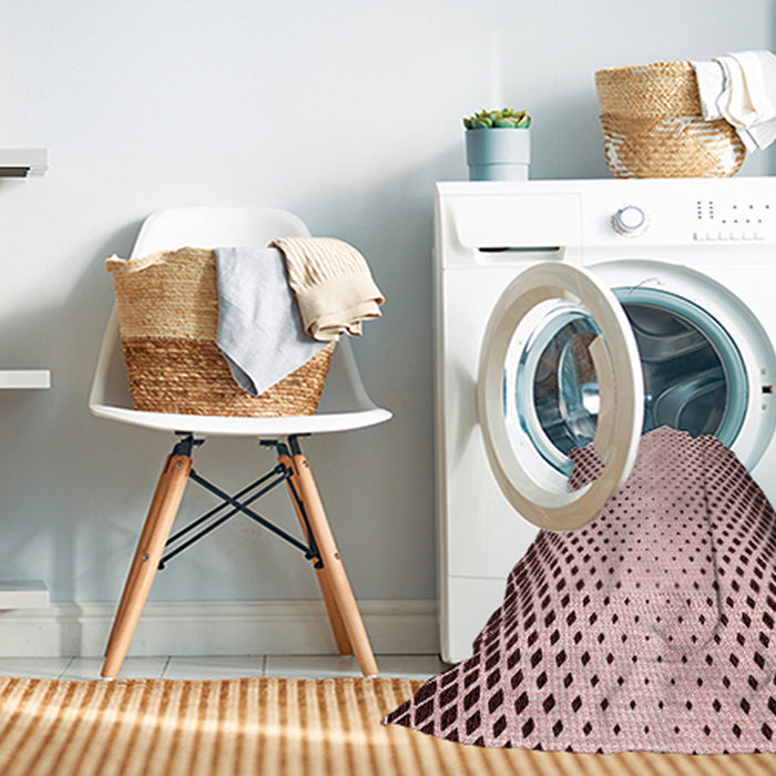 Machine Washable Transitional Brown Red Rug in a Washing Machine, wshpat3373rd