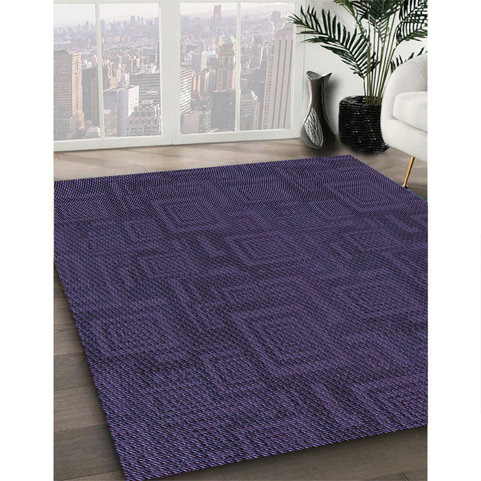 Machine Washable Transitional Deep Periwinkle Purple Rug in a Family Room, wshpat3374blu