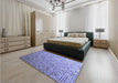 Patterned Blue Rug in a Bedroom, pat3375blu
