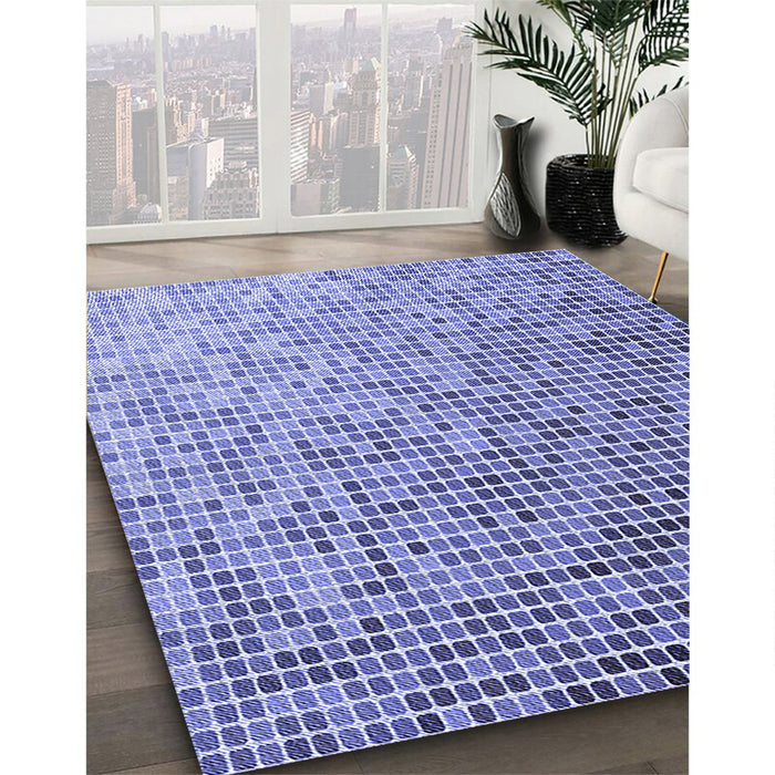 Patterned Blue Rug in Family Room, pat3375blu