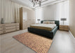 Patterned Mahogany Brown Rug in a Bedroom, pat3375brn