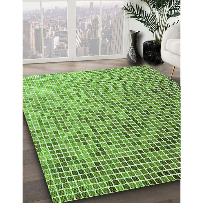 Patterned Pastel Green Rug in Family Room, pat3375grn