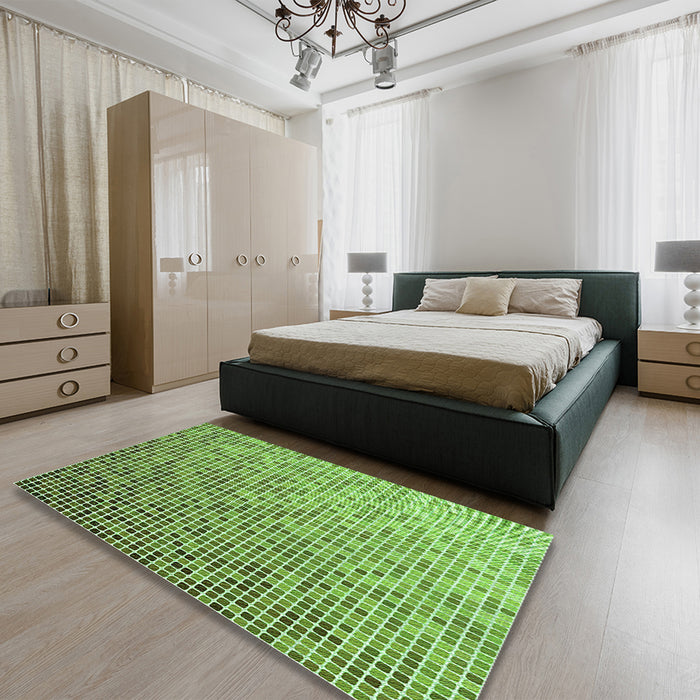 Patterned Pastel Green Rug in a Bedroom, pat3375grn