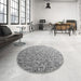 Round Patterned Ash Gray Rug in a Office, pat3375gry