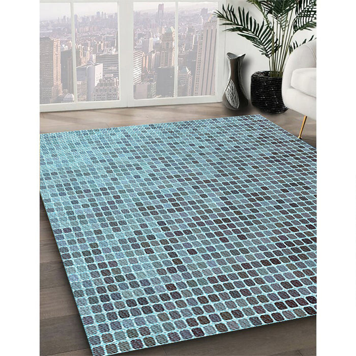 Patterned Sky Blue Rug in Family Room, pat3375lblu
