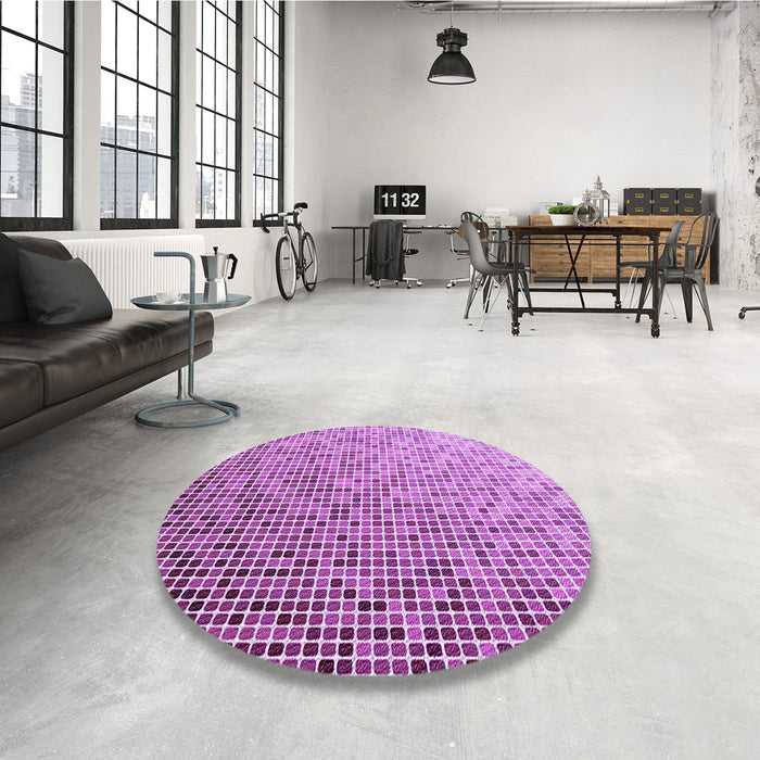 Round Patterned Magenta Pink Rug in a Office, pat3375pur