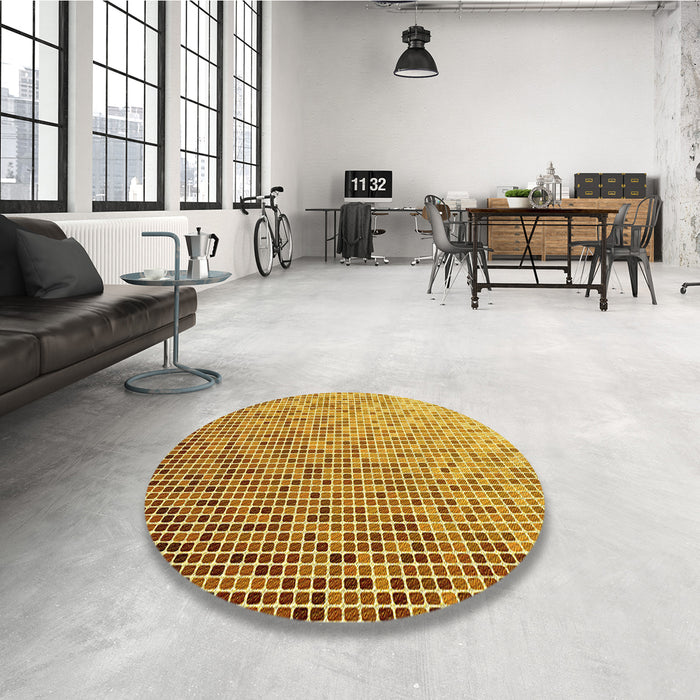 Round Patterned Mahogany Brown Rug in a Office, pat3375yw