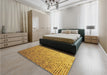 Patterned Mahogany Brown Rug in a Bedroom, pat3375yw