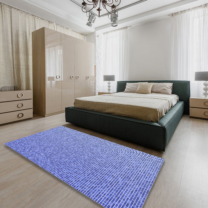 Patterned Ocean Blue Rug in a Bedroom, pat3376blu