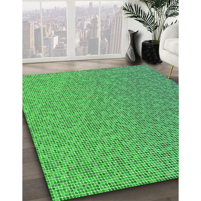 Patterned Green Rug in Family Room, pat3376grn