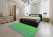 Patterned Green Rug in a Bedroom, pat3376grn