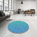 Round Patterned Blue Ivy Blue Rug in a Office, pat3376lblu