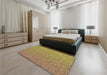 Patterned Yellow Orange Rug in a Bedroom, pat3376org