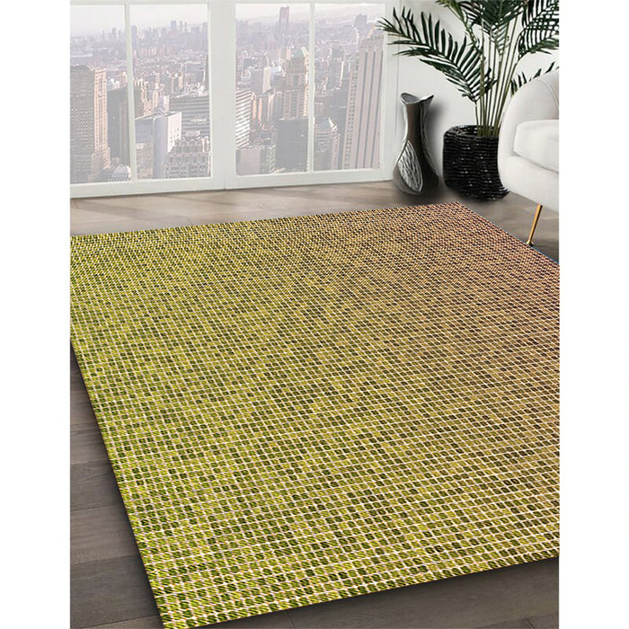 Patterned Yellow Orange Rug in Family Room, pat3376org