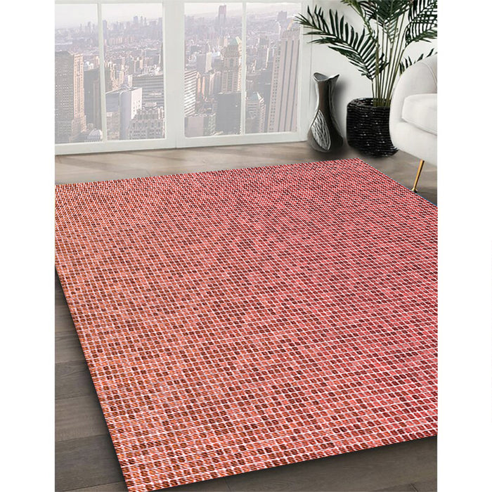 Patterned Light Salmon Pink Rug in Family Room, pat3376rd