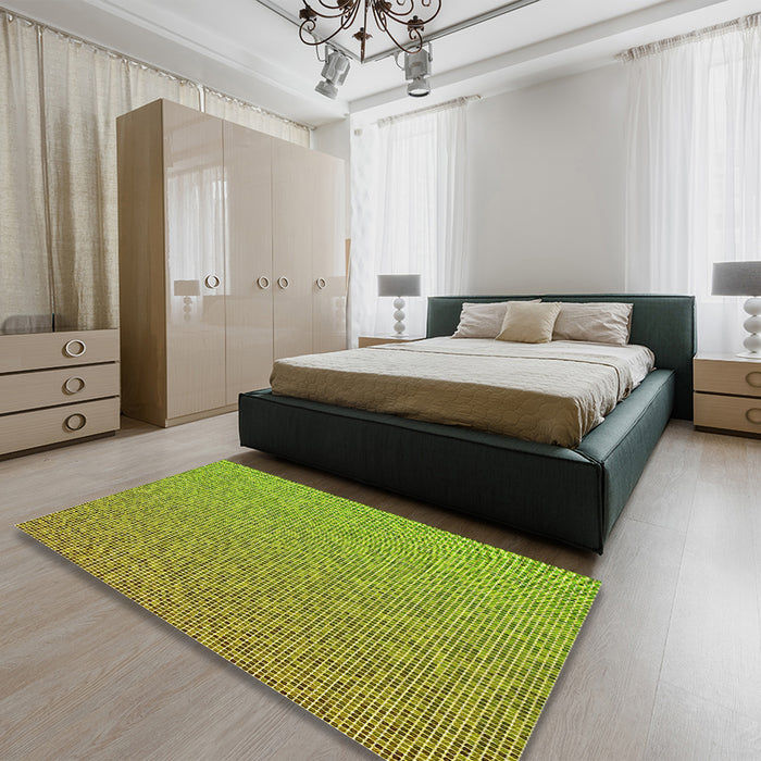 Patterned Green Rug in a Bedroom, pat3376yw