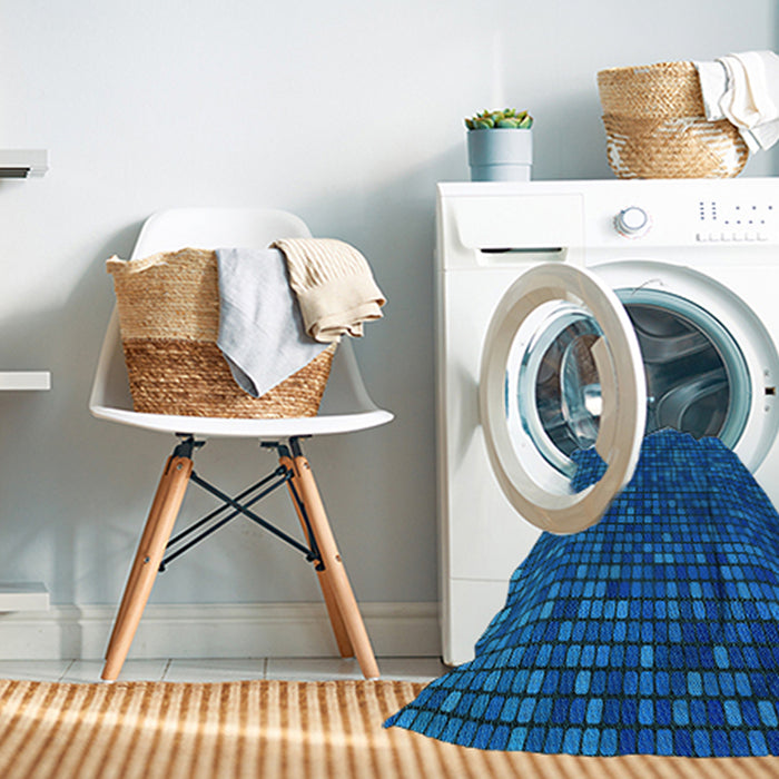 Machine Washable Transitional Neon Blue Rug in a Washing Machine, wshpat3377lblu