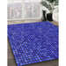 Patterned Blue Rug in Family Room, pat3377pur