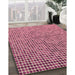 Patterned Dark Salmon Pink Rug in Family Room, pat3378brn