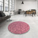 Round Patterned Dark Salmon Pink Rug in a Office, pat3378brn