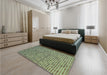 Patterned Coffee Brown Rug in a Bedroom, pat3378grn