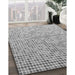 Machine Washable Transitional Platinum Gray Rug in a Family Room, wshpat3378gry