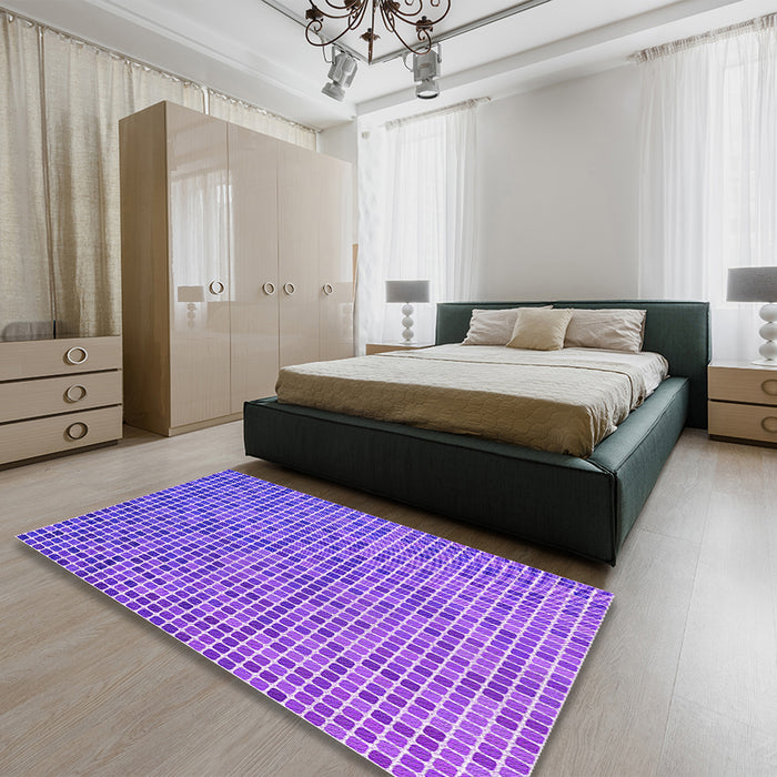 Patterned Neon Purple Rug in a Bedroom, pat3378pur