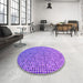 Round Patterned Neon Purple Rug in a Office, pat3378pur