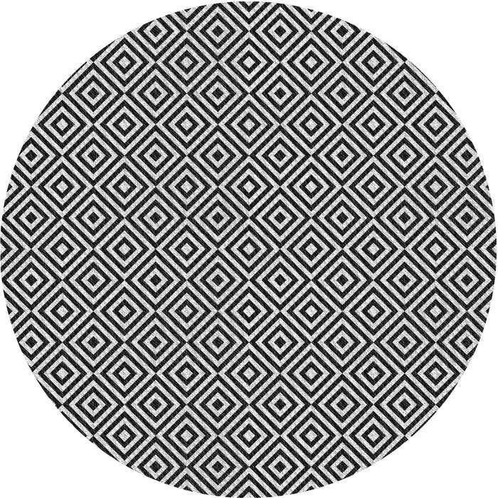 Square Patterned Charcoal Black Rug, pat3379gry