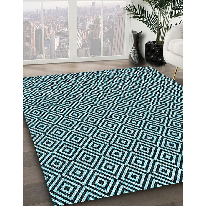 Patterned Blue Rug in Family Room, pat3379lblu