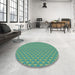 Round Patterned Green Rug in a Office, pat338lblu