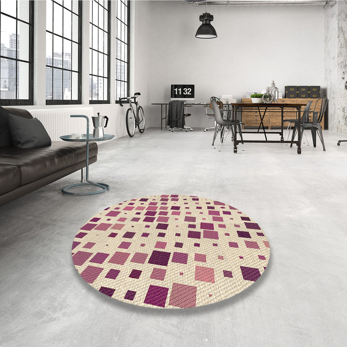 Round Patterned Vanilla Gold Rug in a Office, pat3380brn