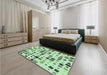 Patterned Mint Green Rug in a Bedroom, pat3380grn