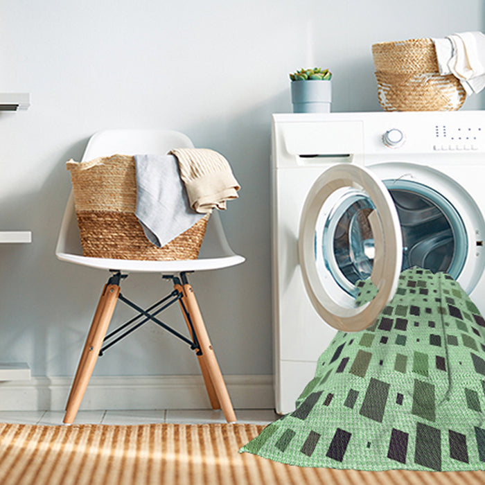 Machine Washable Transitional Mint Green Rug in a Washing Machine, wshpat3380grn