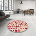 Round Patterned Deep Peach Orange Rug in a Office, pat3380org