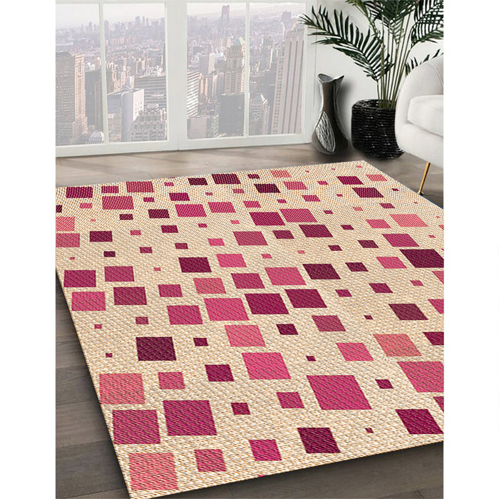 Machine Washable Transitional Deep Peach Orange Rug in a Family Room, wshpat3380org